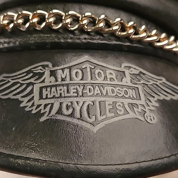 HARLEY DAVIDSON Black Leather Motorcycle Moto Captains Mens Hat Cap‎ VTG RARE